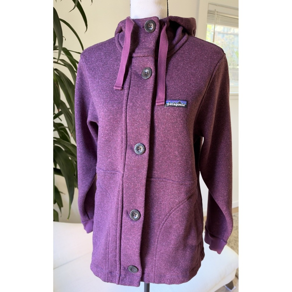 Patagonia Better Sweater Coat Size Small Women's Button Fleece In Wine Hooded
